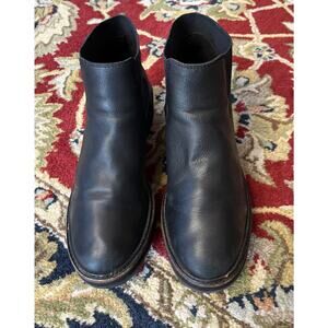 Eileen Fisher Size 9 Chelsea Wedge Heel Leather Bootie Ankle Black Boots Boho